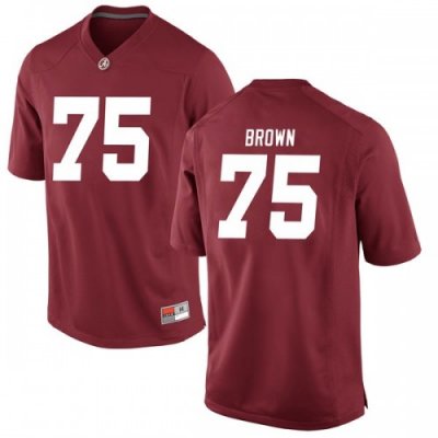 Youth Alabama Crimson Tide #75 Tommy Brown Brown Replica Crimson NCAA College Football Jersey 2403IYCL3